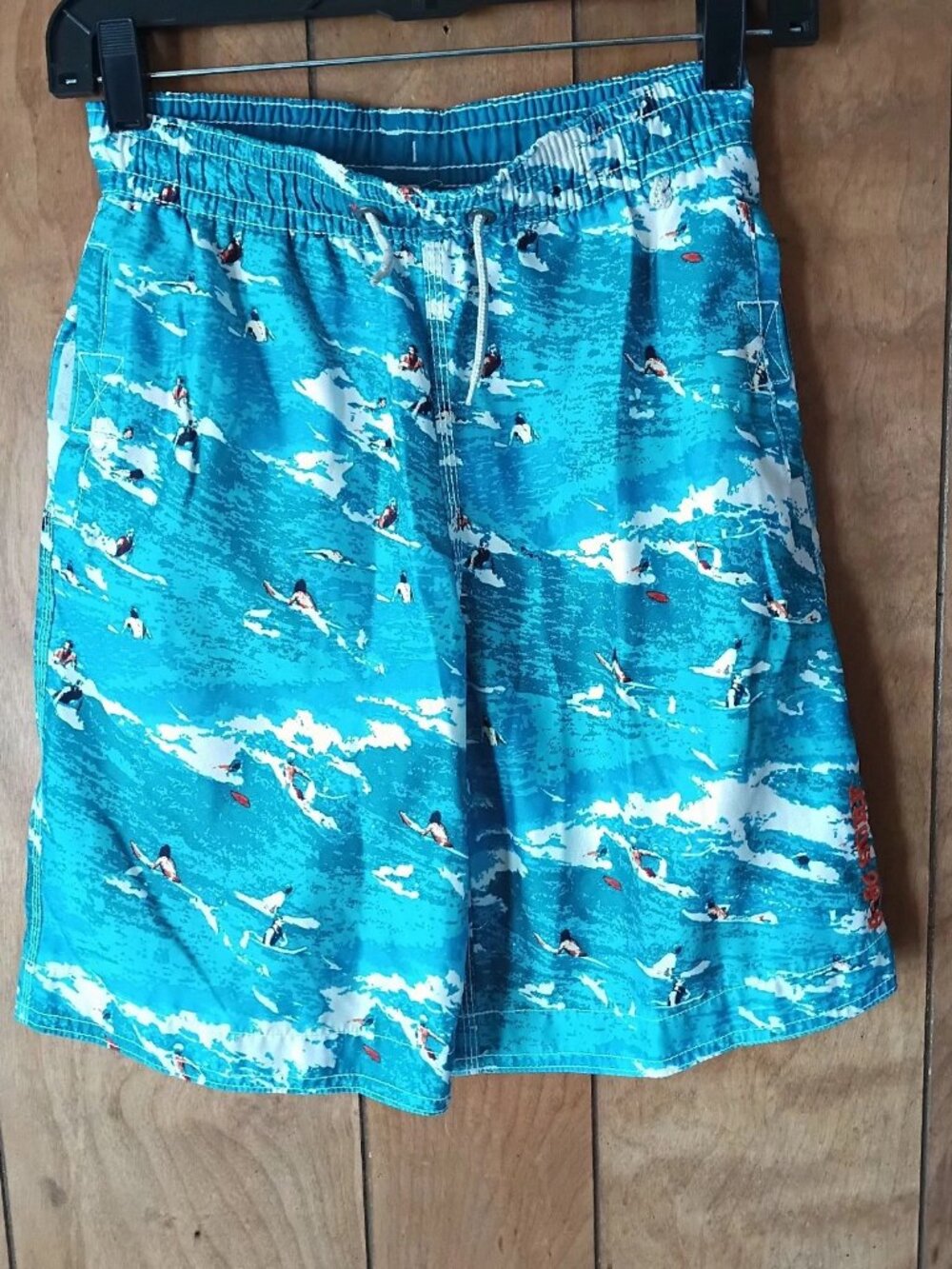 Gap Kids Swim Trunks Boys Size 10 Blue Surf Print Elastic Waist Drawstring